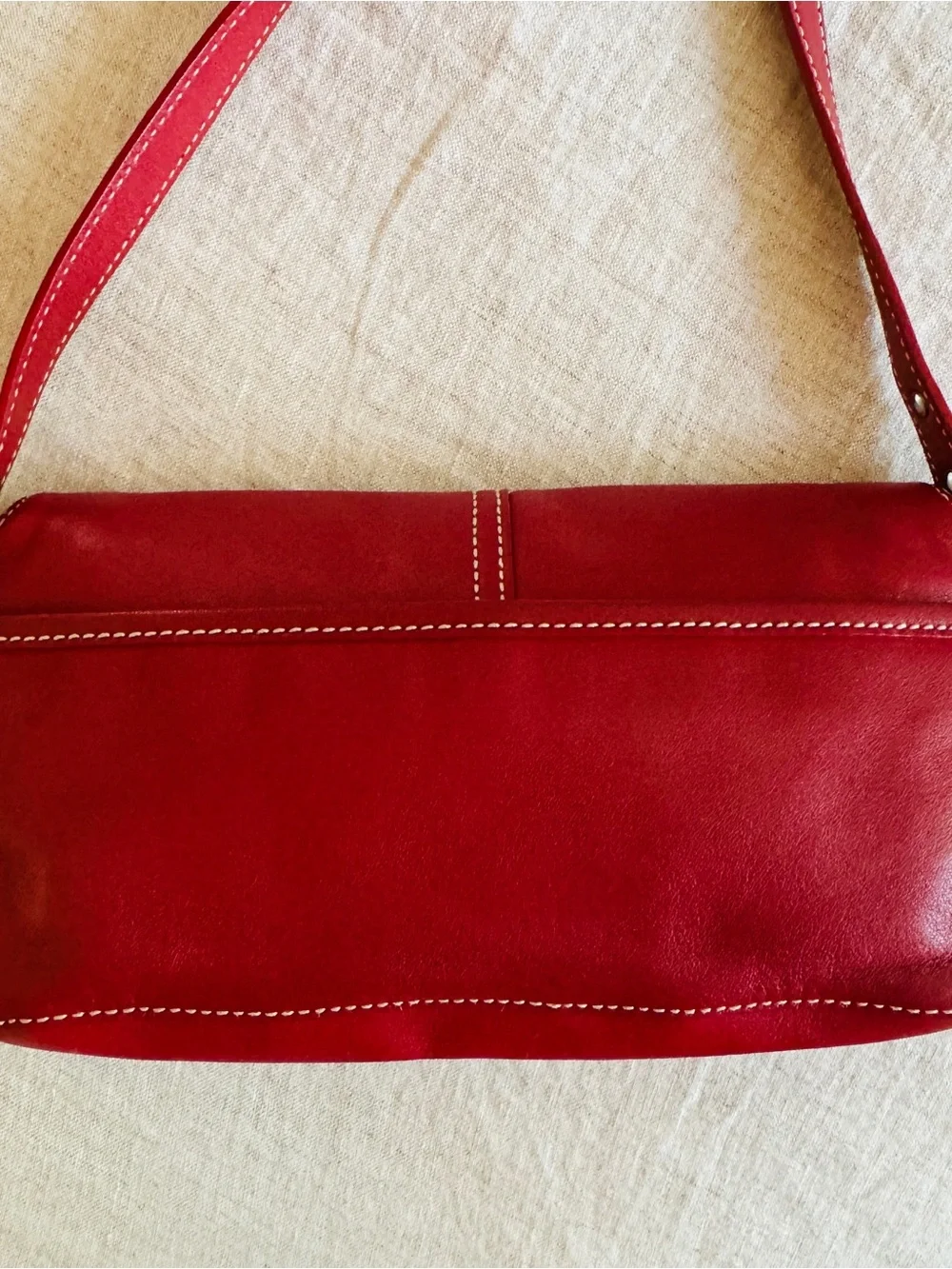 ♥️ Vintage Coach Soho Flap Shoulder Bag 4280 Red Glove Tanned Leather Y2K 2004 - Picture 2 of 12